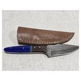 Handmade Damascus steel knife with sheath