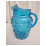 Blue glass pitcher