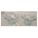 Pair of Light blue glass candle holders