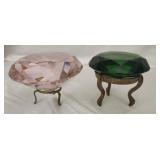 Pink and green acrylic diamond decor with stands