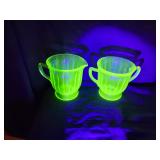 Vintage Uranium Glass Cream & Sugar