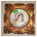 Red-haired lady frame plate 14.5 x 14.5