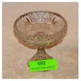 Etched flower pedestal glass bowl 5"