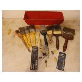 Asst paint brushes, drill bits, driver bits,