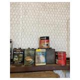 Miscellaneous cans of contact, cement, roof