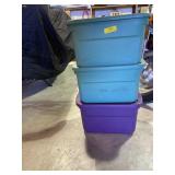 Green and purple toads three with lids 38 quart