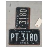 Pair of 1964 Texas license plates