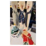 Vintage Christmas wooden Santa Tri fold self