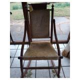 Antique wooden wicker w/ upholstered seat