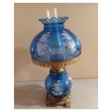 Lovely blue glass lamp 20"