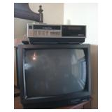 Magnavox 25" tv w/ remote, quasar VHS player w/