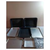 Tub of various cookie sheets / cake pans / etc.