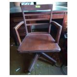 Wood rolling swivel desk chair