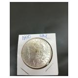 1890 uncirculated Morgan silver dollar