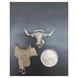 Sterling longhorn, other collectibles