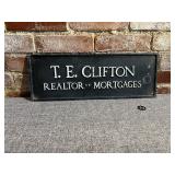 T.E, Clifton Realtor Mortgages Cast Aluminum Sign