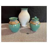 3 Handmade Ceramic Pottery Vases