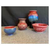 4 Pieces of Handmade Ceramic Pottery