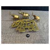 Brass Elephants, Figures & Trivet