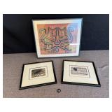 Meg Sawson Signed Lithos/ Mola Fabric Art