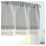 jinchan Linen Valance Curtain Striped Small Window