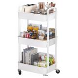 Sywhitta 3-Tier Plastic Rolling Utility Cart with