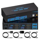 HDMI KVM Switch 2 Monitors 2 Computers 4K@60Hz USB