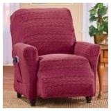 Burgundy Attractive Cable Knit Stretch Furniture S