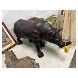 Leather Rhino Figure