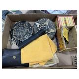 straight razor; pouch; shell boxes, etc