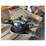 Assorted T-Fal Pots and Pans With Lids