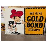 Gold Bond Stamps Metal Sign 6x4