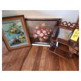 (2) pictures & wood display rack