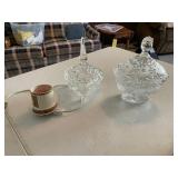 (2) Cut Glass Dishes, Candle Warmer