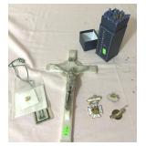 Cross / crucifix , usher pin and other pins / misc