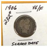 1906 Barber Dime Scarce Date