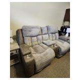 Electric Dble Material/Leather Recliner Love Seat