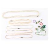 Lot of Jade Jewelry and Pearl Necklaces.