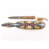 Beaded Knife Sheath With Trade Knife.