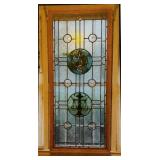 Large antique Stainglass window panel, in  a wood