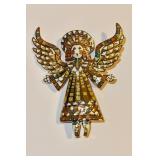 Bob Mackey enamel Christmas angel brooch pin,