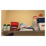 Everything on the top shelf in the laundry room,