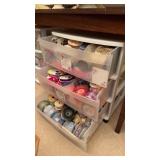 3 drawer storage container filled rolls of ribbon