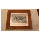 Framed Frederick Remington engraving print