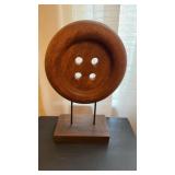 Large carved wood button sculpture, great sewing