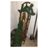 Garland decorated 4 foot wood and metal sled with