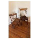 Small child, rocking chair, and a antique side