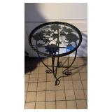 Small glass top patio table, metal construction