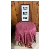 Vintage nightstand table, with a roundwood top