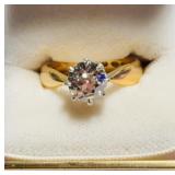 Antique 22 K gold diamond solitaire ring,